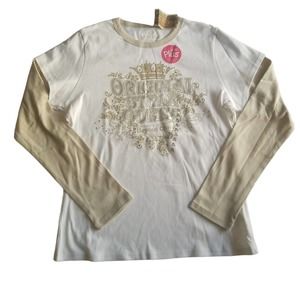 ARIZONA JEAN GIRLS PLUS Embellished Queen White Beige LONG SLEEVE SHIRT Size XL